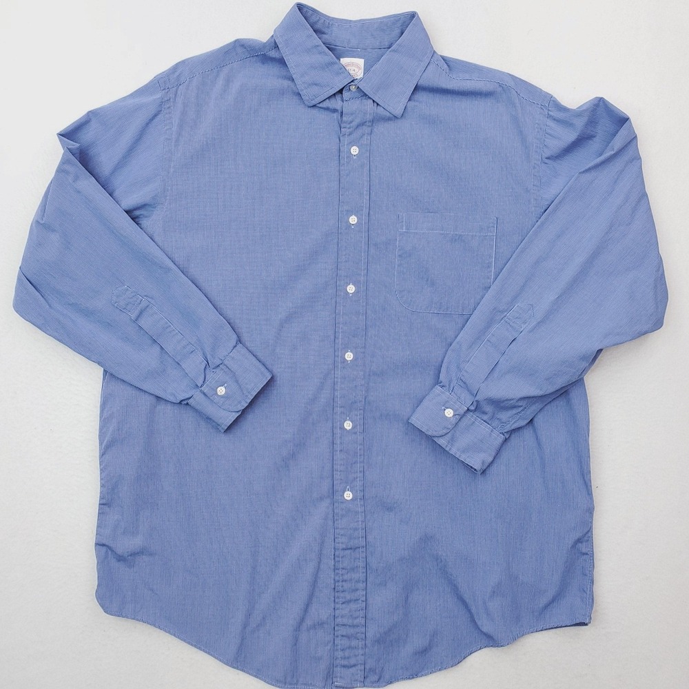 Vintage Brooks Brothers‎ Makers Shirt Mens 17 Blue Check Classic Fit USA MADE